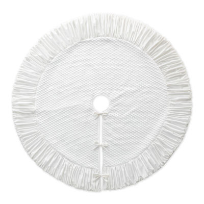 Glitzhome White Velvet Indoor Tree Skirt
