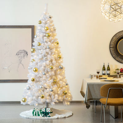 Glitzhome White Velvet Indoor Tree Skirt