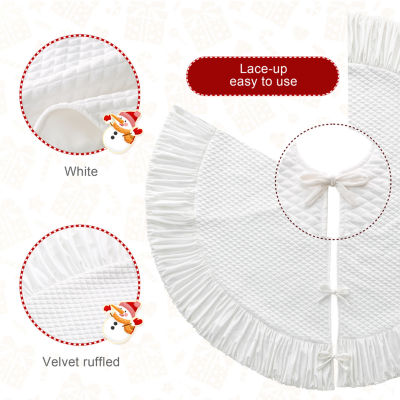 Glitzhome White Velvet Indoor Tree Skirt