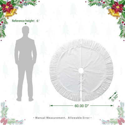 Glitzhome White Velvet Indoor Tree Skirt