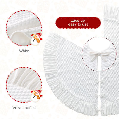 Glitzhome White Velvet Indoor Tree Skirt