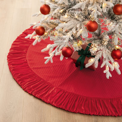 Glitzhome Red Velvet Christmas Indoor Tree Skirt