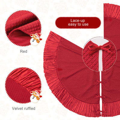 Glitzhome Red Velvet Christmas Indoor Tree Skirt