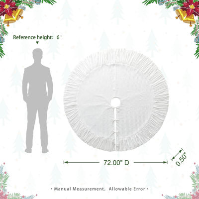 Glitzhome 6ft White Velvet Christmas Indoor Tree Skirt