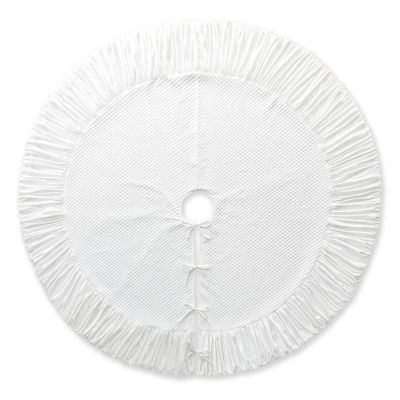 Glitzhome 6ft White Velvet Christmas Indoor Tree Skirt