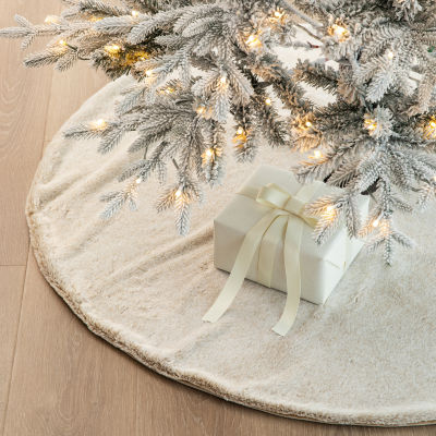 Glitzhome 4ft Faux Rabbit Fur Christmas Indoor Tree Skirt