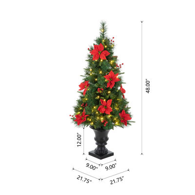 Glitzhome 4 Ft 2pc Pre-Lit Porch Pine Christmas Tree