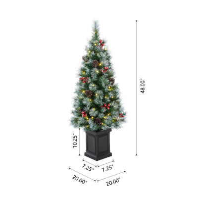 Glitzhome Pre-Lit Porch 4 Foot Pine Christmas Tree