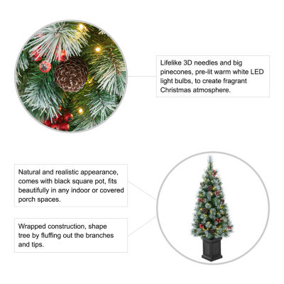 Glitzhome Pre-Lit Porch 4 Foot Pine Christmas Tree