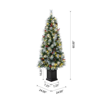 Glitzhome 5 Ft Pre-Lit Porch Pine Christmas Tree