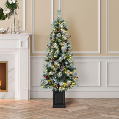 Glitzhome 5 Ft Pre-Lit Porch Pine Christmas Tree