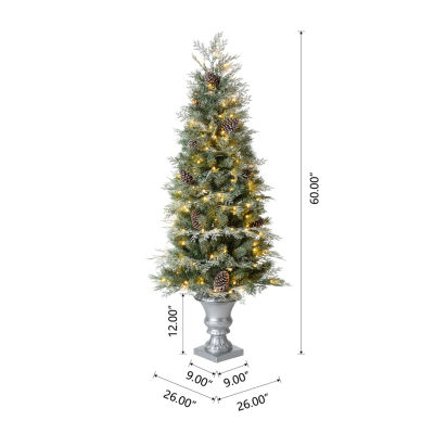 Glitzhome Pre-Lit Porch 5 Foot Pine Christmas Tree