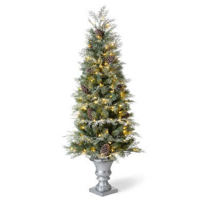 Glitzhome Pre-Lit Porch 5 Foot Pine Christmas Tree