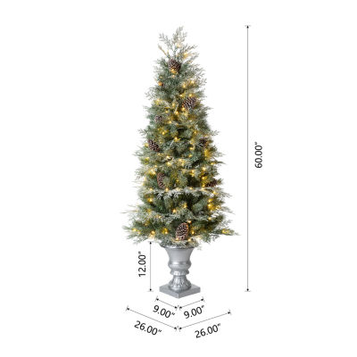 Glitzhome 5 Ft 2-pc Pre-Lit Porch Pine Christmas Tree