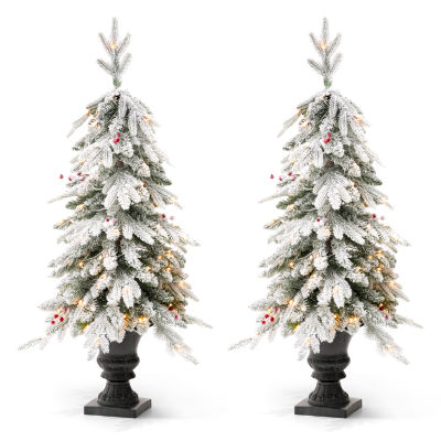 Glitzhome 4 Ft 2pc Pre-Lit Porch Fir Christmas Tree