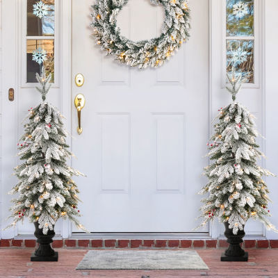 Glitzhome 4 Ft 2pc Pre-Lit Porch Fir Christmas Tree