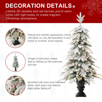 Glitzhome 5 Ft Pre-Lit Flocked Porch Fir Christmas Tree