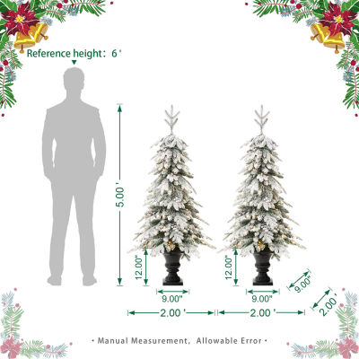 Glitzhome 5 Ft 2pc Pre-Lit Porch Fir Christmas Tree