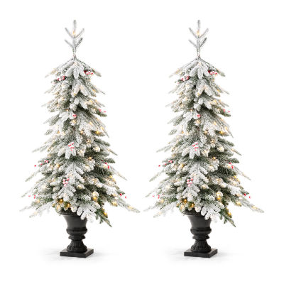 Glitzhome 5 Ft 2pc Pre-Lit Porch Fir Christmas Tree