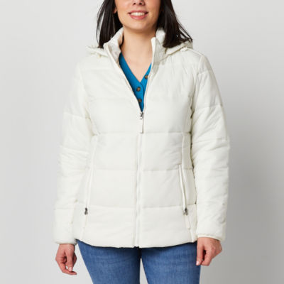 St. John's Bay Womens Removable Hood Midweight Puffer Jacket