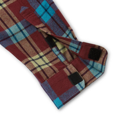 St. John's Bay Mens Easy-on + Easy-off Seated Wear Adaptive Classic Fit Long Sleeve Flannel Shirt