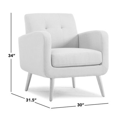 Kingston Mid-Century Modern Accent Armchair in Linen with Legs in a Natural Finish