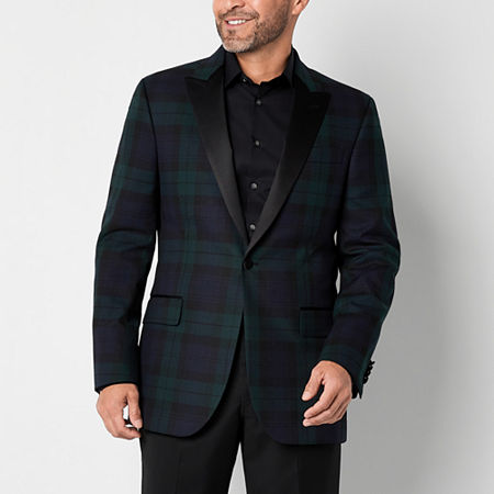 1950s Mens Suits & Sport Coats | 50s Suits & Blazers Stafford Mens Plaid Stretch Fabric Classic Fit Sport Coat 50 Regular Black $140.00 AT vintagedancer.com