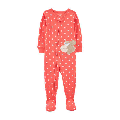 Carter's Baby Girls Long Sleeve Footed One Piece Pajama, Color Orange JCPenney