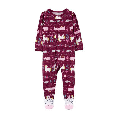 CARTERS Carter's Baby Girls Long Sleeve Footed One Piece Pajama