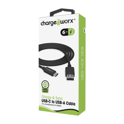Chargeworx 6ft USB-C to USB-A Cable