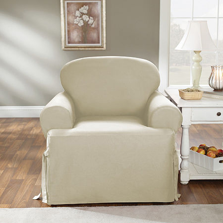 Sure Fit Duck T Cushion Chair Slipcovers, One Size, White