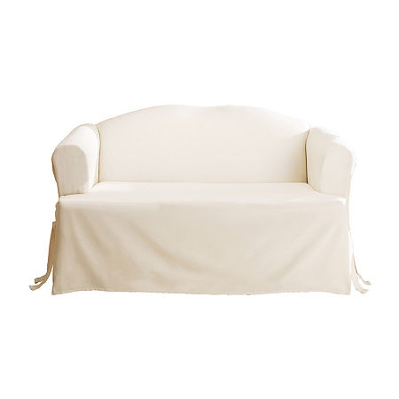 Sure Fit Duck T Cushion Sofa Slipcovers, One Size, White