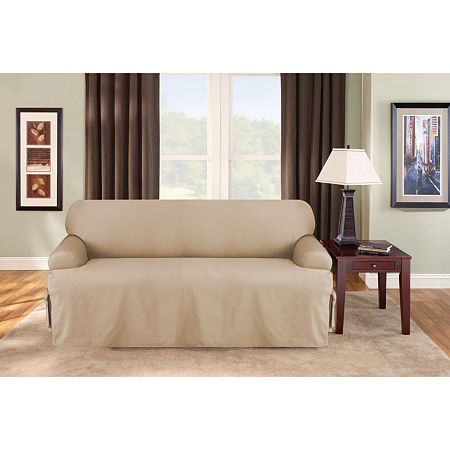 Sure Fit Duck T Cushion Sofa Slipcovers, One Size, Beige