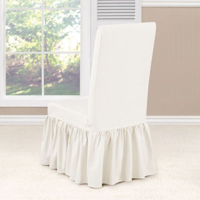 Sure Fit Essential Twill Ruffle Long Dining Chair Slipcover