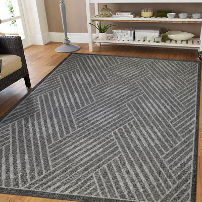 Amer Rugs Maryland Abbel Geometric Loomed 28" X 96" Indoor Outdoor Rectangular Runner