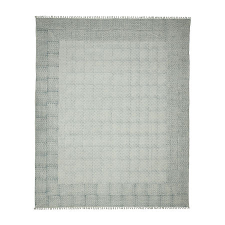 Amer Rugs Dune Estra Bordered Flatweave Indoor Rectangular Area Rug, One Size, Blue