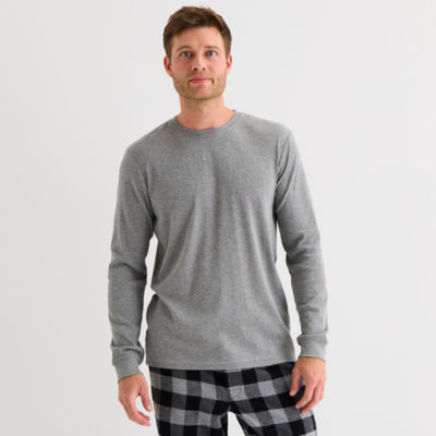 St. John's Bay Ribbed Mens Crew Neck Long Sleeve Pajama Top