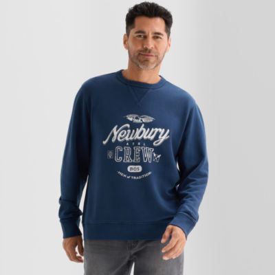 John's Bay French Terry Graphic Mens Crew Neck Long Sleeve