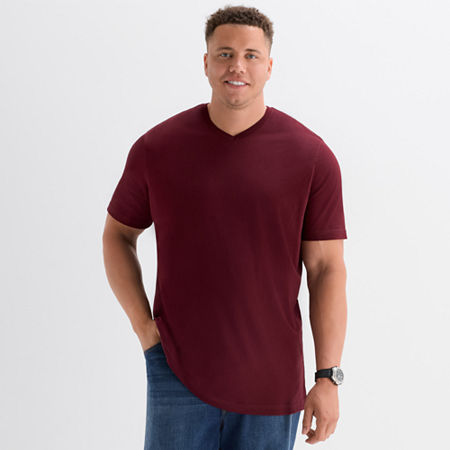 St. John's Bay Super Soft Mens V Neck Short Sleeve Quick Dry Big And Tall T-shirt In Brown