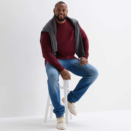 St. John's Bay Sueded Mens Crew Neck Long Sleeve Big And Tall T-shirt In Red