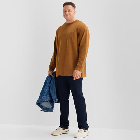 St. John's Bay Sueded Mens Crew Neck Long Sleeve Big And Tall T-shirt In Brown