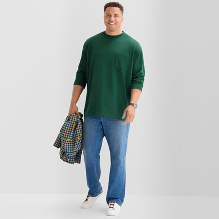 St. John's Bay Sueded Mens Crew Neck Long Sleeve Big And Tall T-shirt In Green