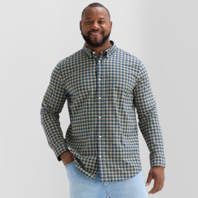St. John's Bay Everyday Stretch Mens Long Sleeve Classic Fit Big and Tall Button-Down Shirt