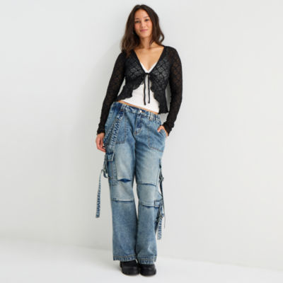 Forever 21 Womens Split Tie Neck Long Sleeve Juniors Wrap Shirt