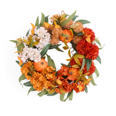 Linden Street Orange Hydrangea Wreath