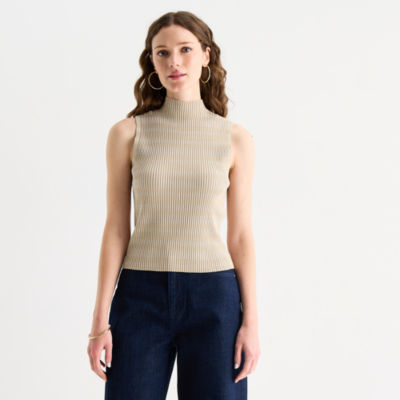Worthington Womens Mock Neck Sleeveless Pullover Sweater JCPenney