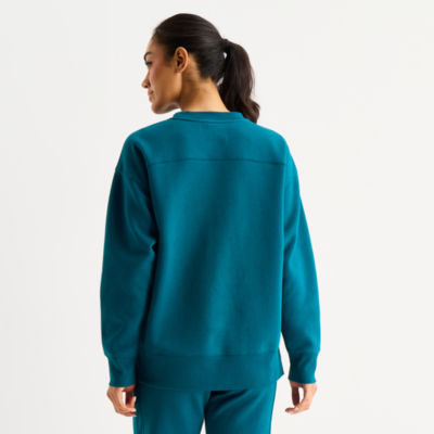 Xersion Womens Oversized Super Soft Fleece Crewneck Sweatshirt