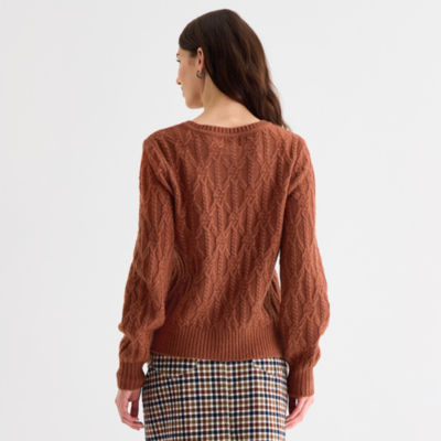 St. John's Bay Womens V Neck Long Sleeve Pullover Sweater