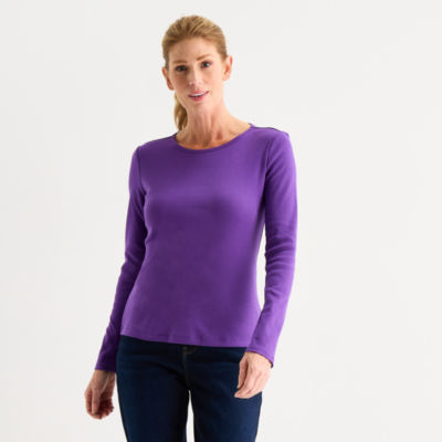 Liz Claiborne Womens Crew Neck Long Sleeve T-Shirt