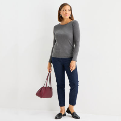 Liz Claiborne Womens Crew Neck Long Sleeve T-Shirt